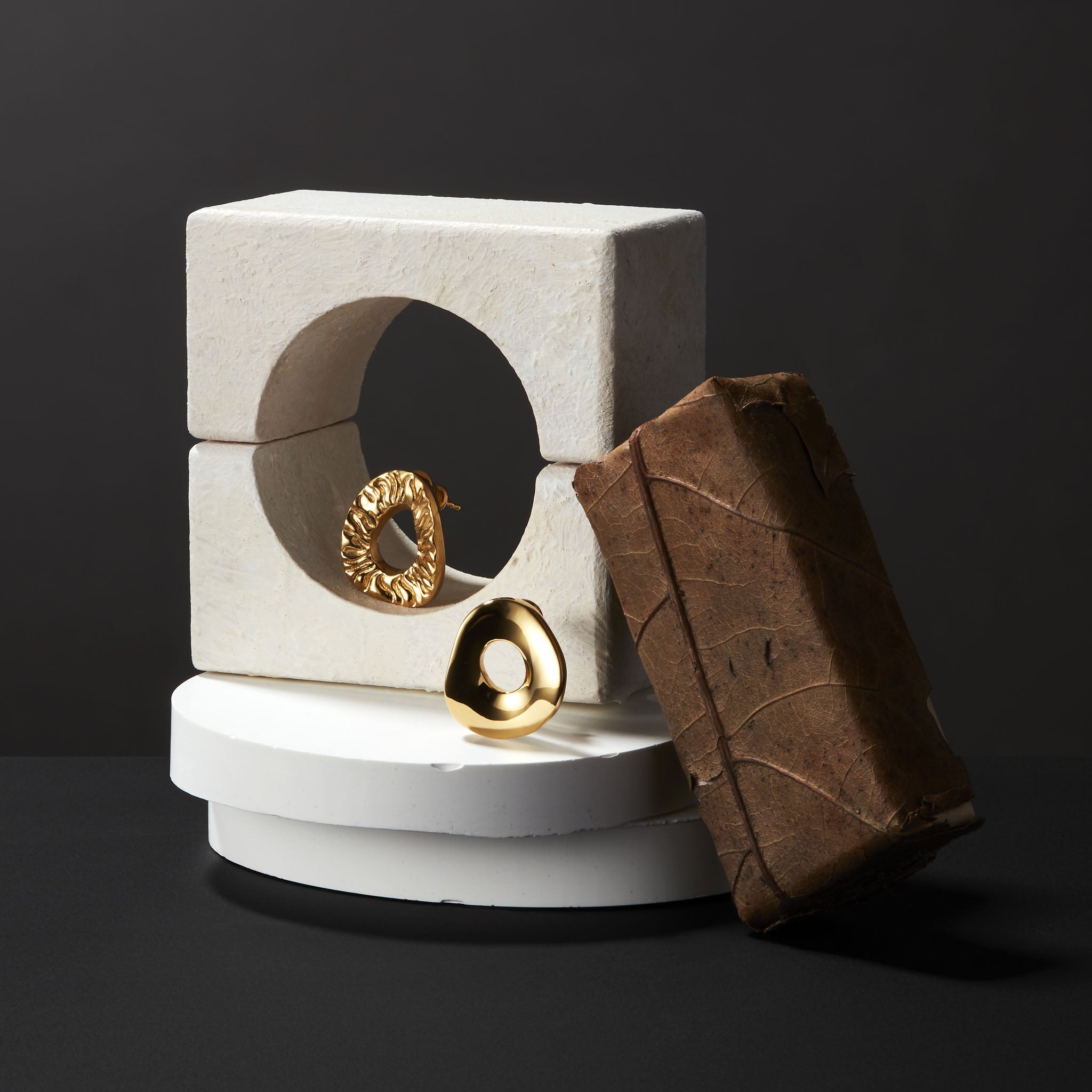 Hepworth Ear Studs in Polished Gold-Plated Bronze